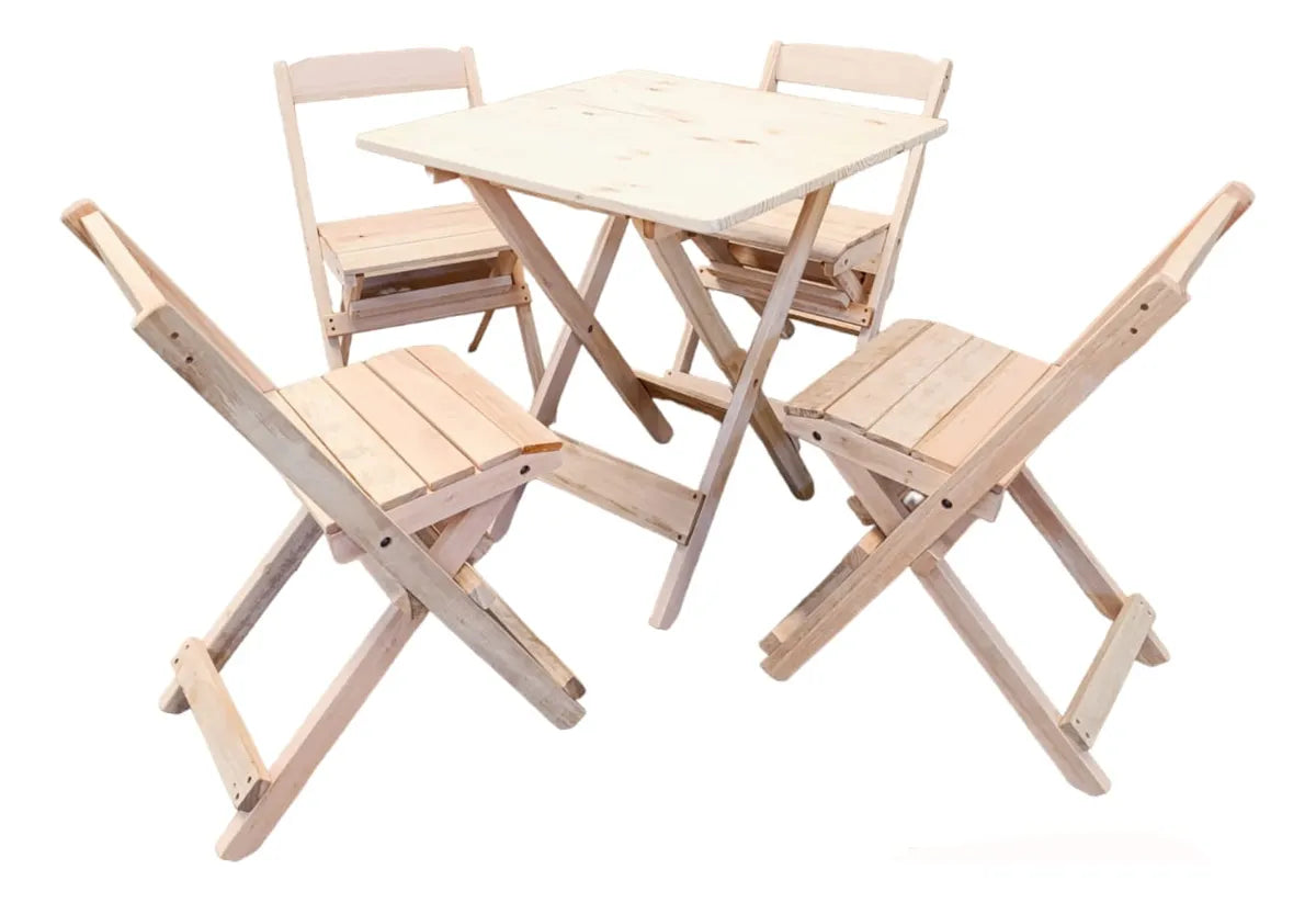 Conjunto Dobrável de madeira maciça, 4 Cadeiras - SEM COR