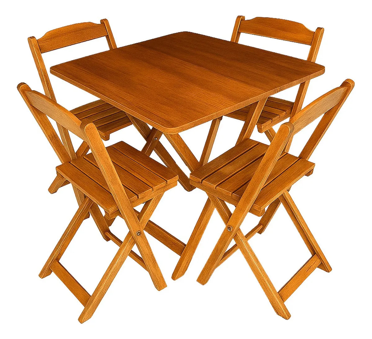 Conjunto Dobrável de madeira maciça, 4 Cadeiras - MEL