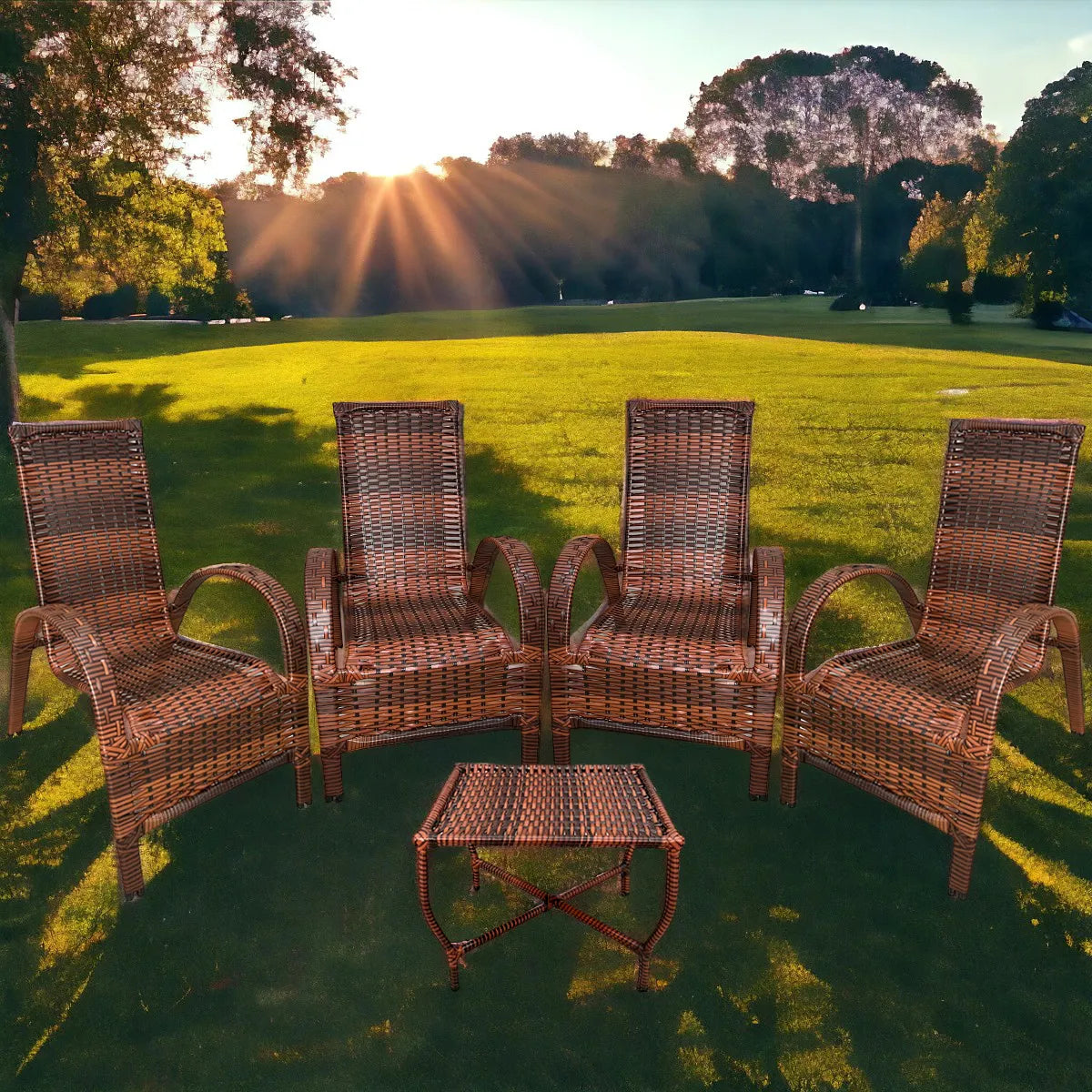 Kit com 4 cadeiras de Fibra Sintética JUNCO de alta qualidade + 1 Mesa de fibra Brinde, Cor - AMÊNDOAS TERRACOTA