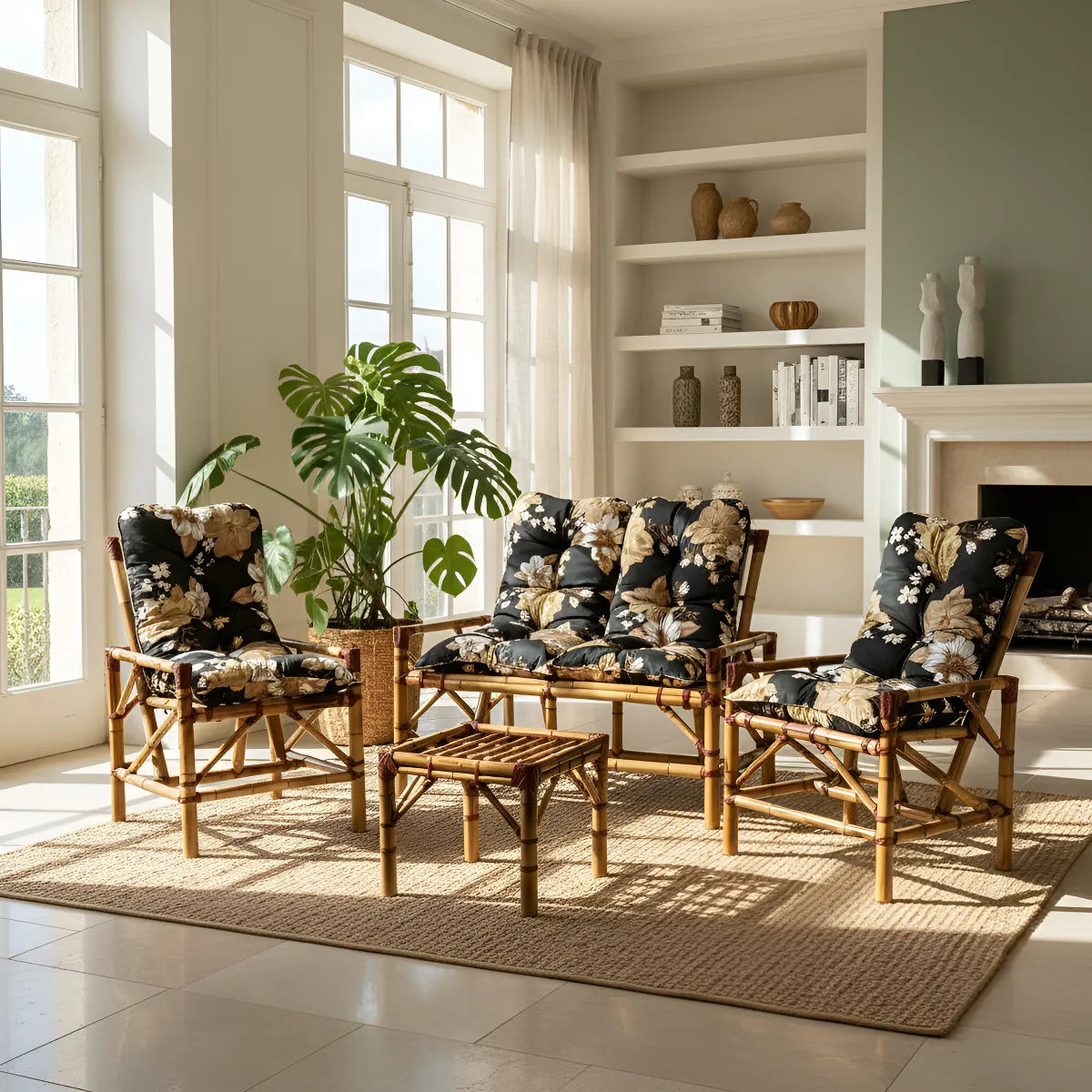 KIT 1 Namoradeira, 2 Cadeiras Completo Rosa/BEGE + Brinde 1 Mesa Centro, 4 Almofadas P/ Jardim