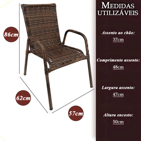 Kit 4 Cadeiras TRAMA, Fibra sintética Alta Qualidade 86cm Amêndoa Castanho + 1 Mesa brinde