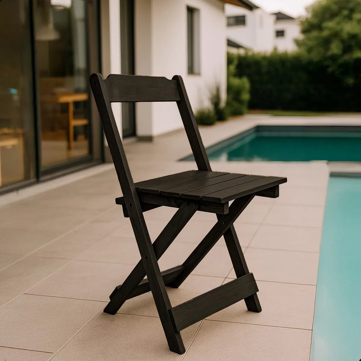 2 Cadeiras Dobráveis Madeira Maciça Bar Restaurante - PRETO