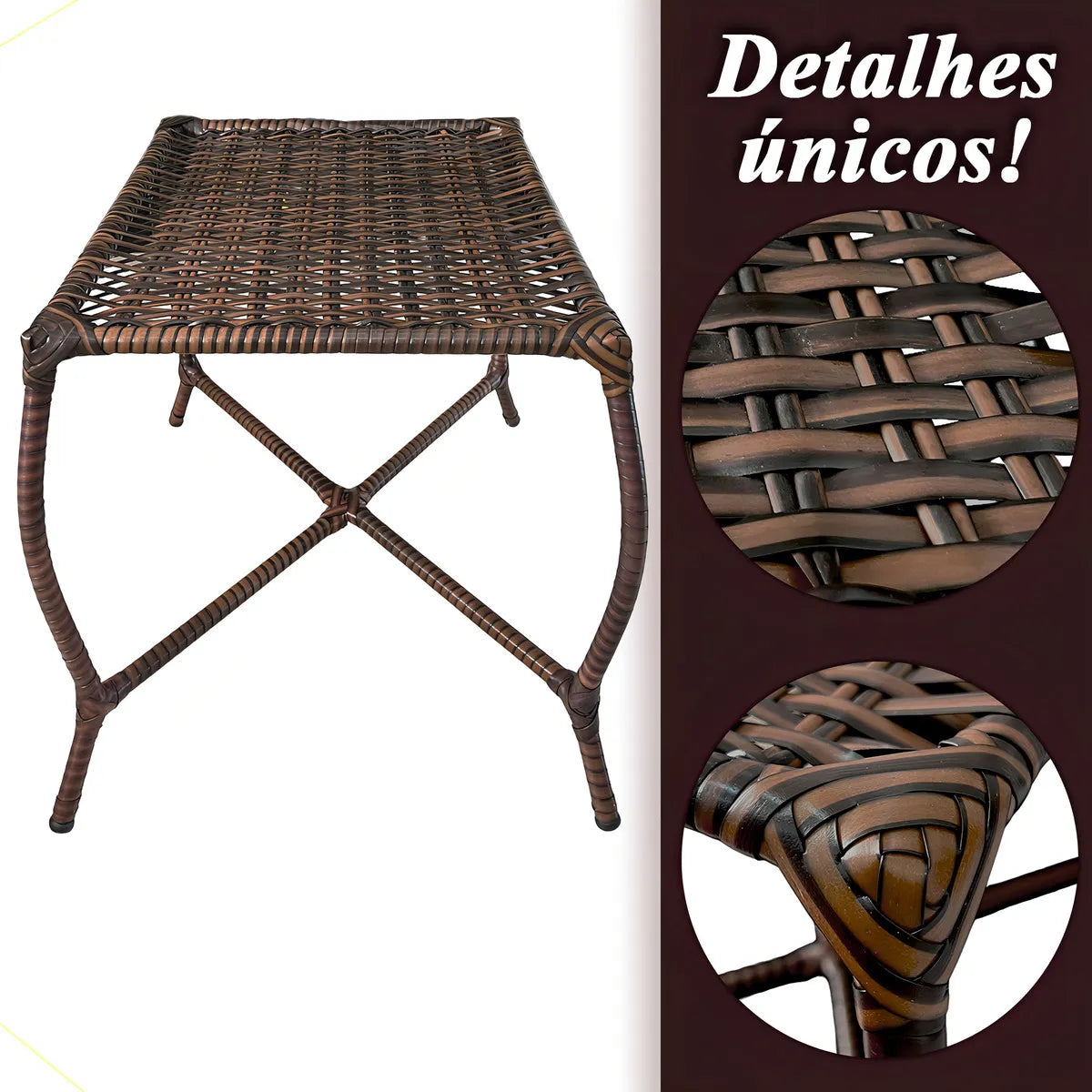 Kit 4 Cadeiras TRAMA, Fibra sintética Alta Qualidade 86cm Amêndoa Castanho + 1 Mesa brinde