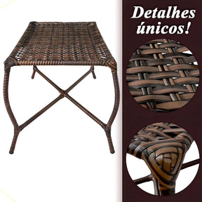 Kit 4 Cadeiras TRAMA, Fibra sintética Alta Qualidade 86cm Amêndoa Castanho + 1 Mesa brinde