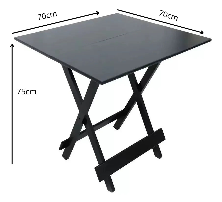 Conjunto Dobrável Madeira Maciça 70X70cm, 4 Cadeiras - Estofado Vermelho