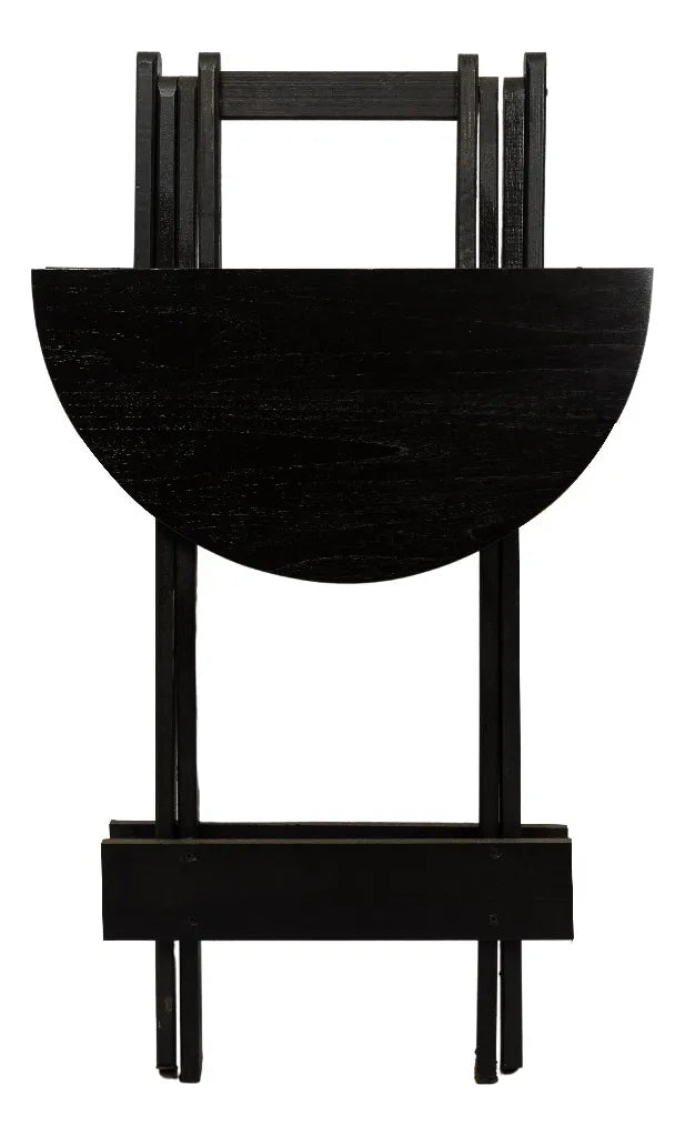 Jogo Mesa Dobravel Bistrô C/4 Banquetas Altas Madeira Maciça - Cor PRETO