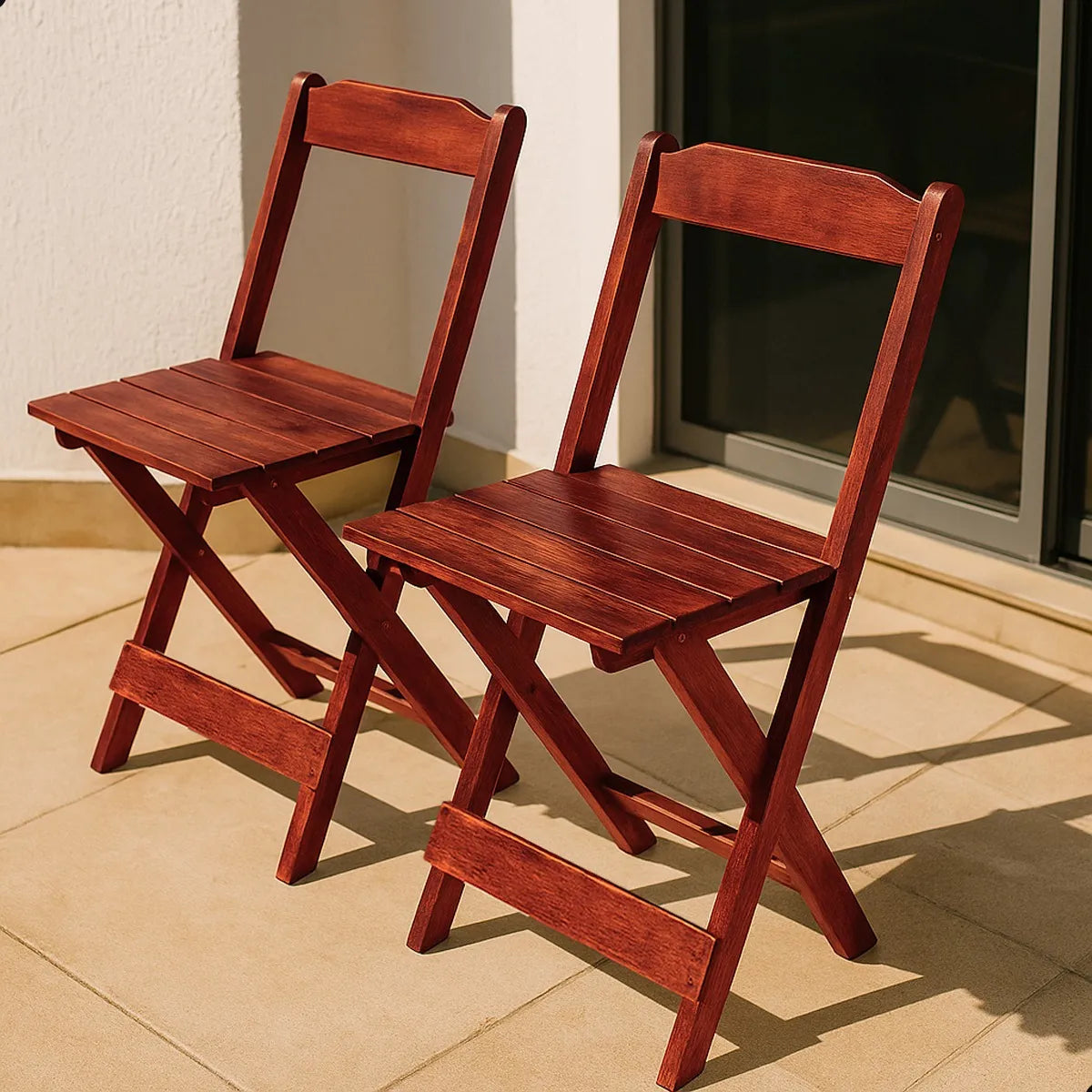 2 Cadeiras Dobráveis Madeira Maciça Bar Restaurante - IMBUIA