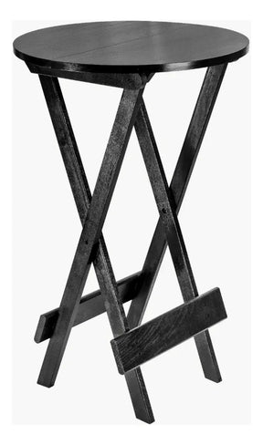 Jogo Mesa Dobravel Bistrô C/4 Banquetas Altas Madeira Maciça - Cor PRETO
