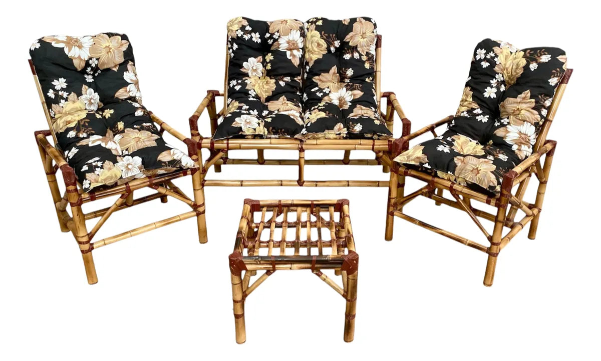 KIT 1 Namoradeira, 2 Cadeiras Completo Rosa/BEGE + Brinde 1 Mesa Centro, 4 Almofadas P/ Jardim