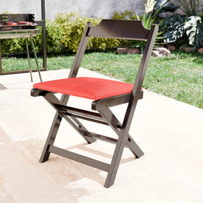 Conjunto Dobrável Madeira Maciça 70X70cm, 4 Cadeiras - Estofado Vermelho