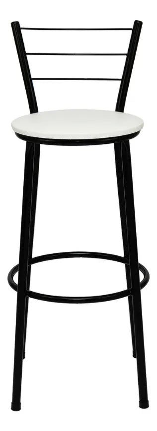 [BRANCO] - Jogo 4 Banqueta Alta 3 Arames Clássica + Mesa Bistrô Redonda