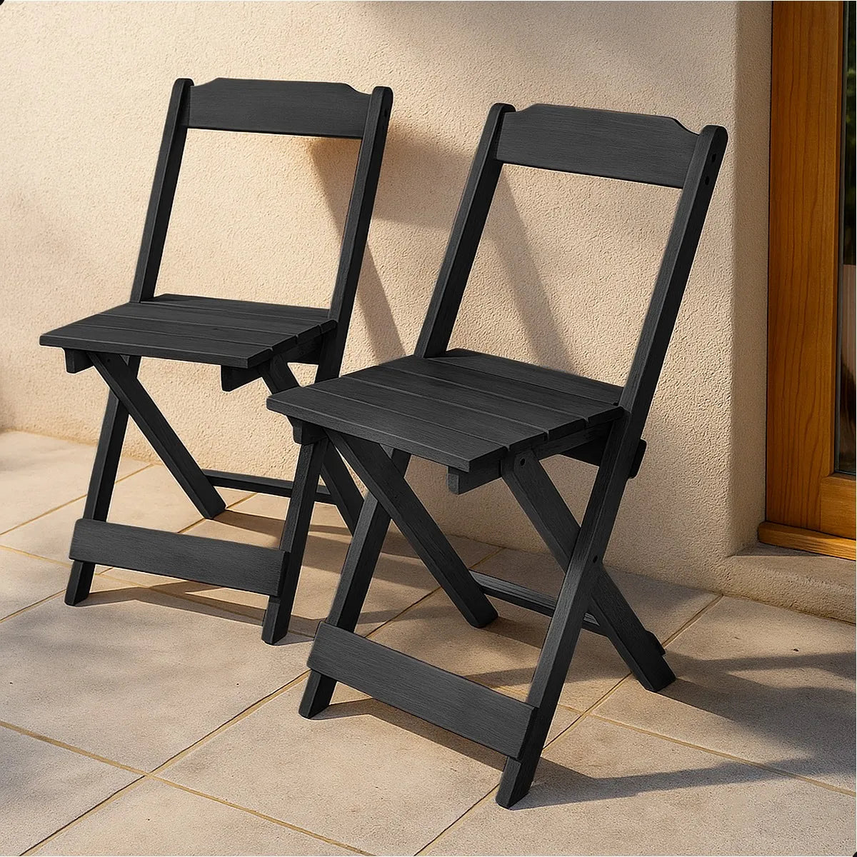 2 Cadeiras Dobráveis Madeira Maciça Bar Restaurante - PRETO