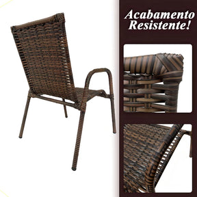 Kit 4 Cadeiras TRAMA, Fibra sintética Alta Qualidade 86cm Amêndoa Castanho + 1 Mesa brinde