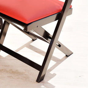 Conjunto Dobrável Madeira Maciça 70X70cm, 4 Cadeiras - Estofado Vermelho