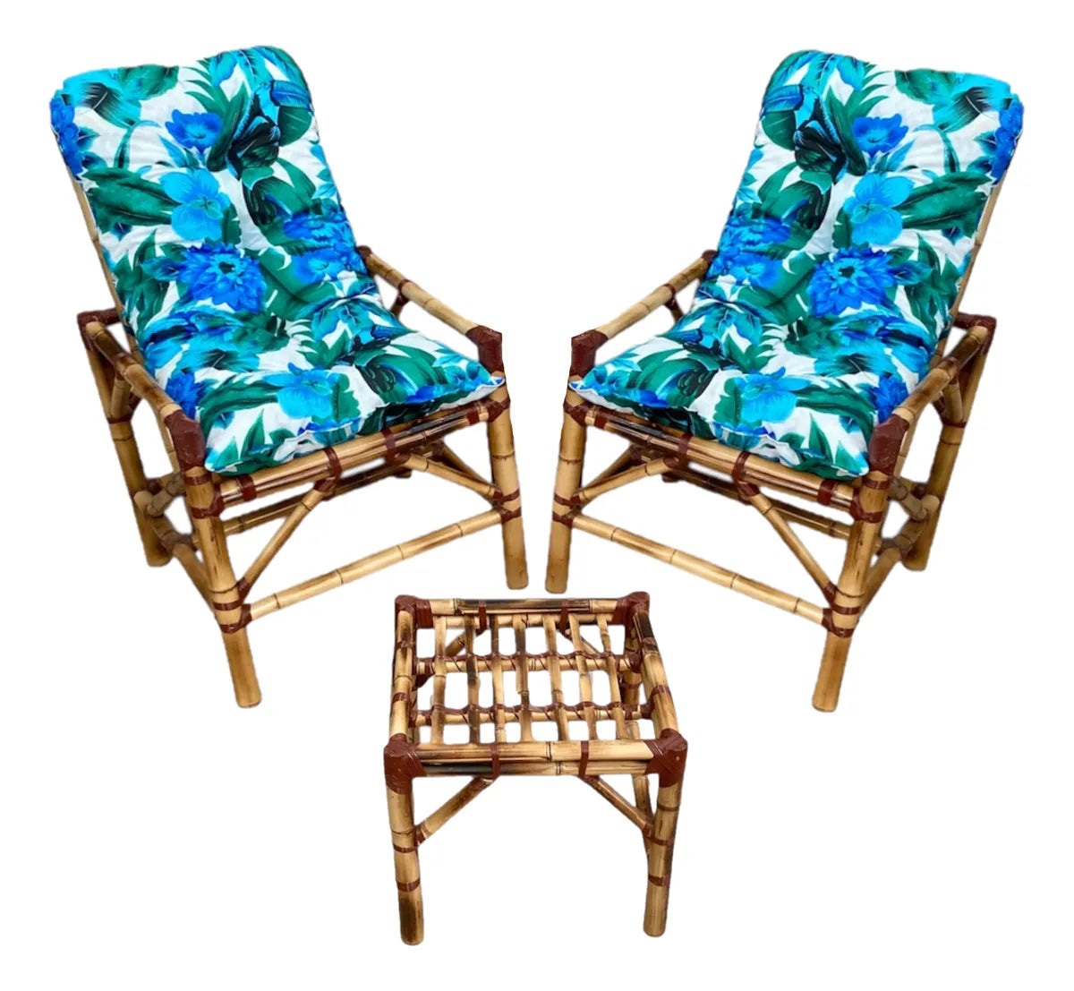 KIT 1 Namoradeira, 2 Cadeiras Completo Tucano AZUL + Brinde 1 Mesa Centro, 4 Almofadas P/ Jardim