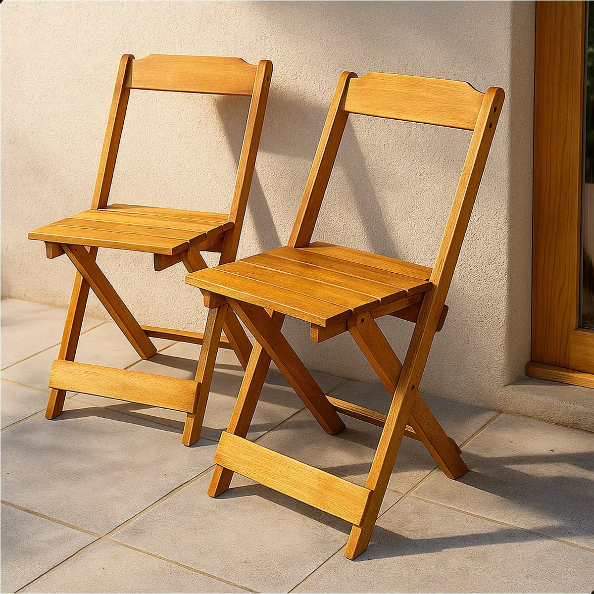 2 Cadeiras Dobráveis Madeira Maciça Bar Restaurante - MEL
