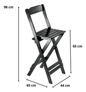 Jogo Mesa Dobravel Bistrô C/4 Banquetas Altas Madeira Maciça - Cor PRETO